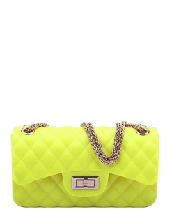 Quilted Matte Jelly 2 Way Shoulder Bag JP068 NEON YELLOW